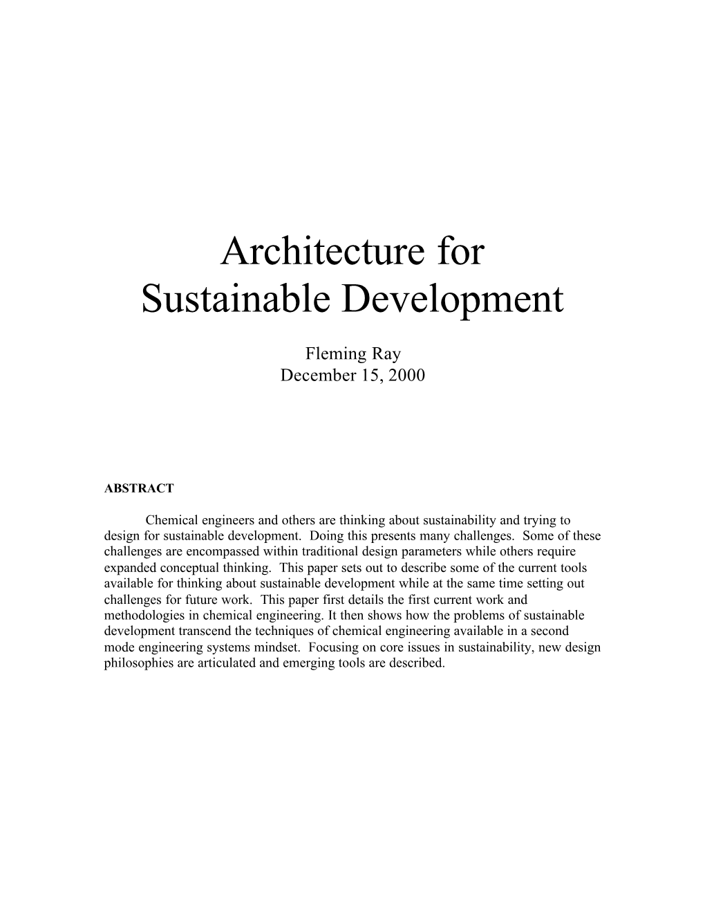 Architecture for Sustainable Development