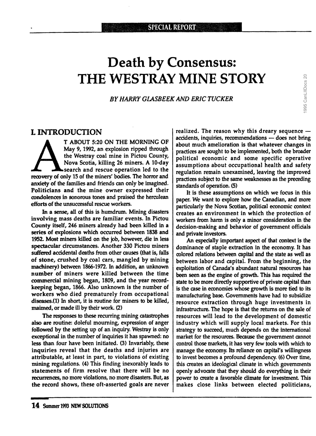 Death by Consensus: the WESTRAY MINE STORY