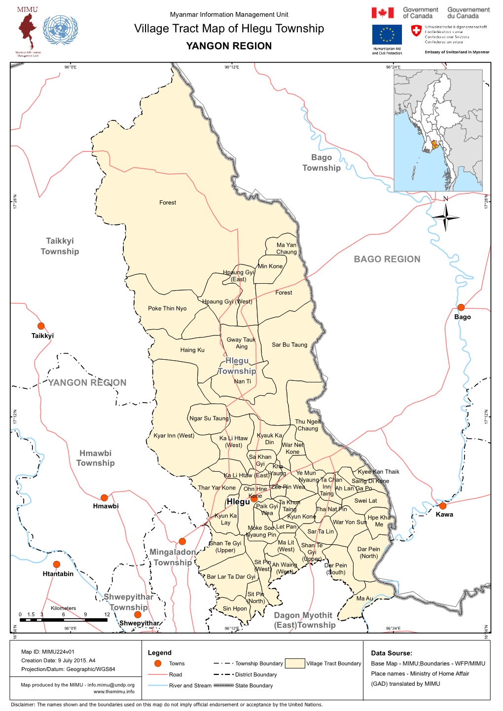 Village Tract Map of Hlegu Township YANGON REGION