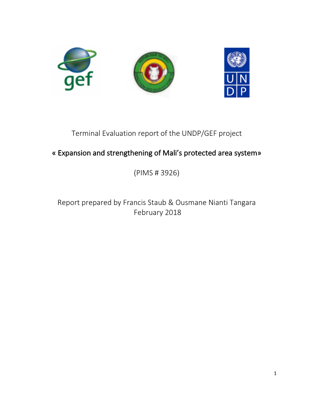 Terminal Evaluation Report of the UNDP/GEF Project
