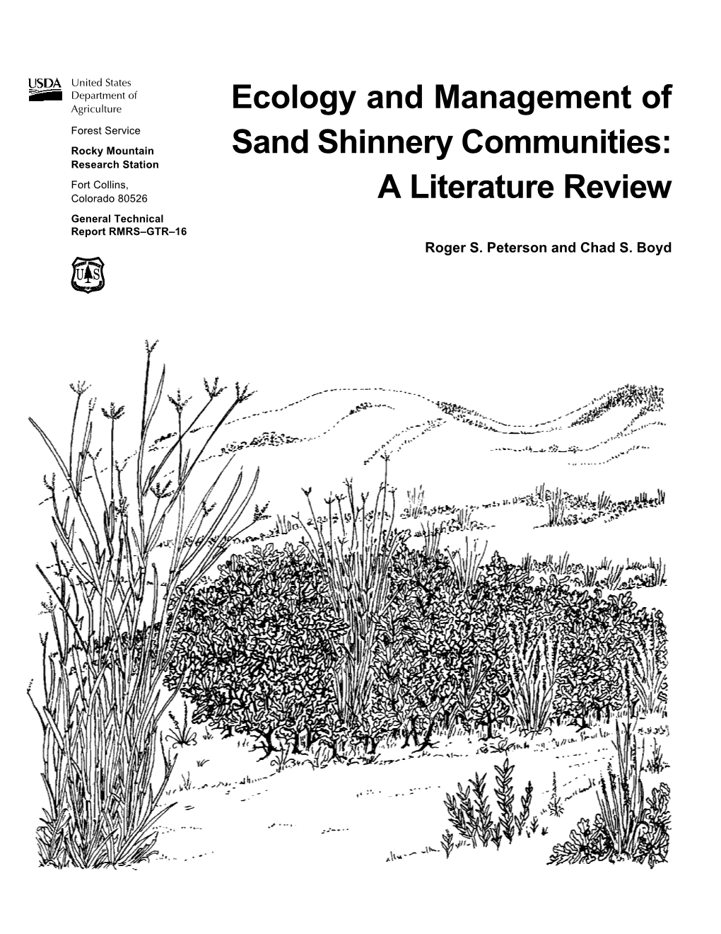 Ecology and Management of Sand Shinnery Communities: a Literature Review