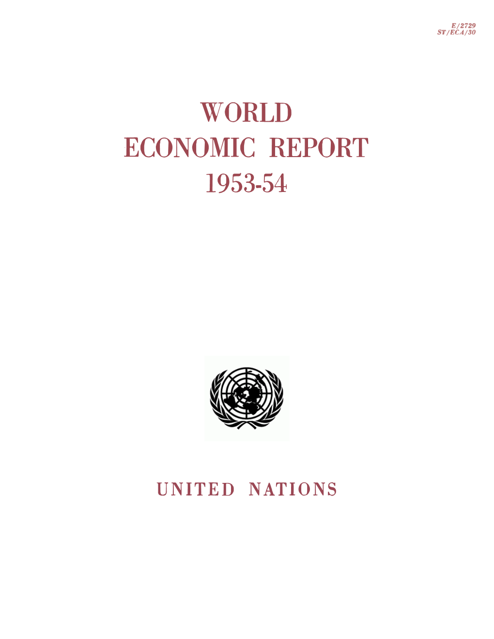 World Economic Report 1953-54