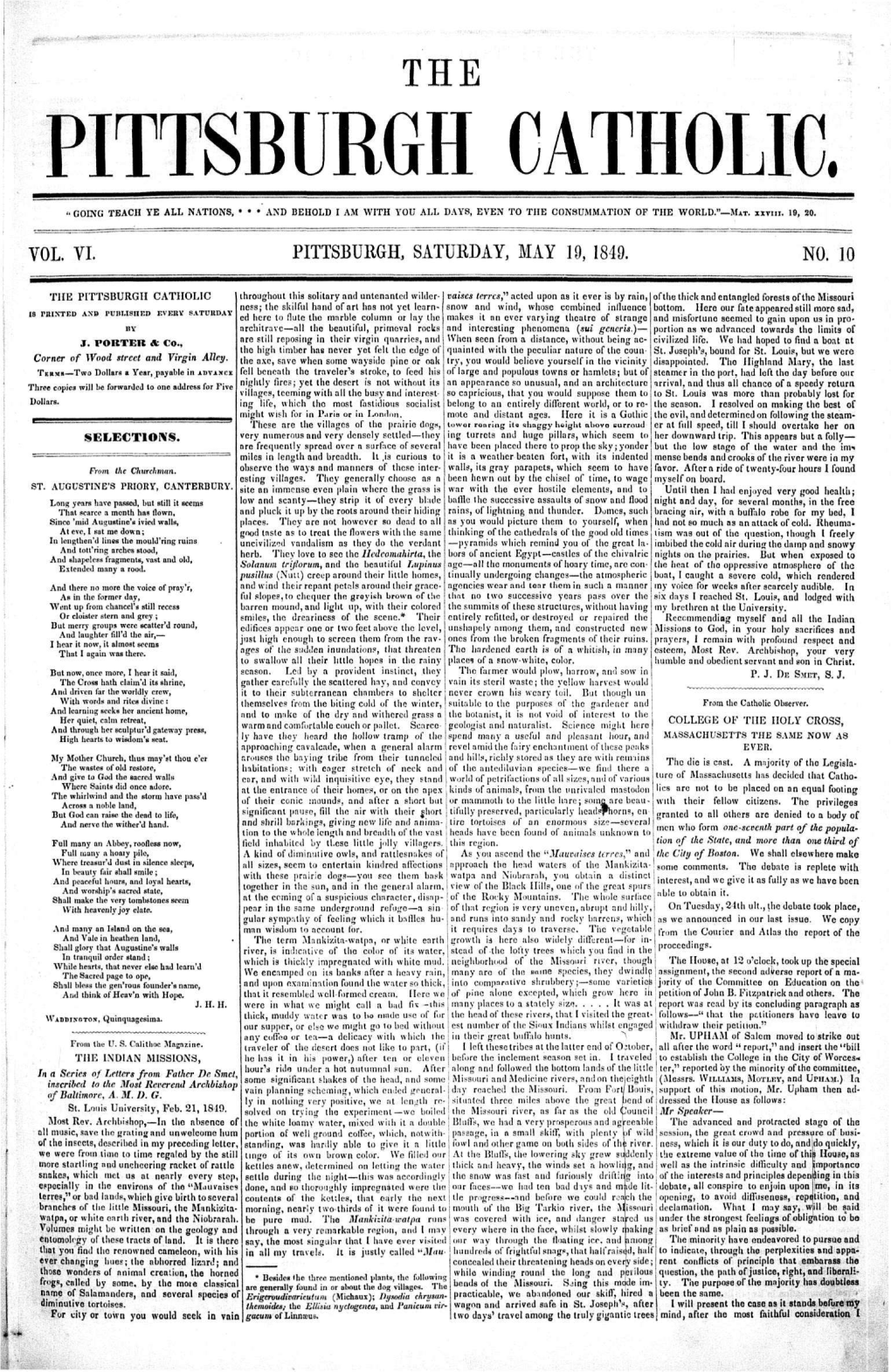 VOL VI. Pittsbullge SATUEDAY, MAY 19, 1849. NO. 10