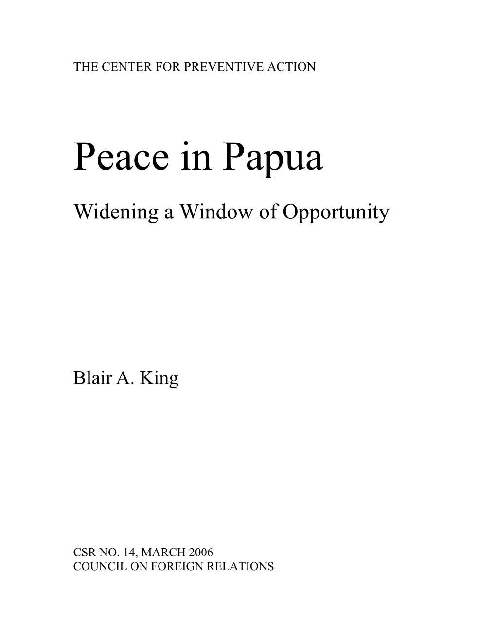 Peace in Papua