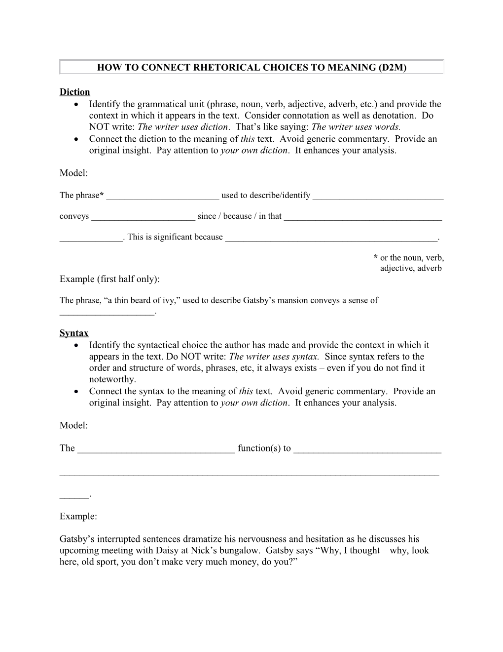 How to Connect Rhetorical Choices to Meaning (D2m)