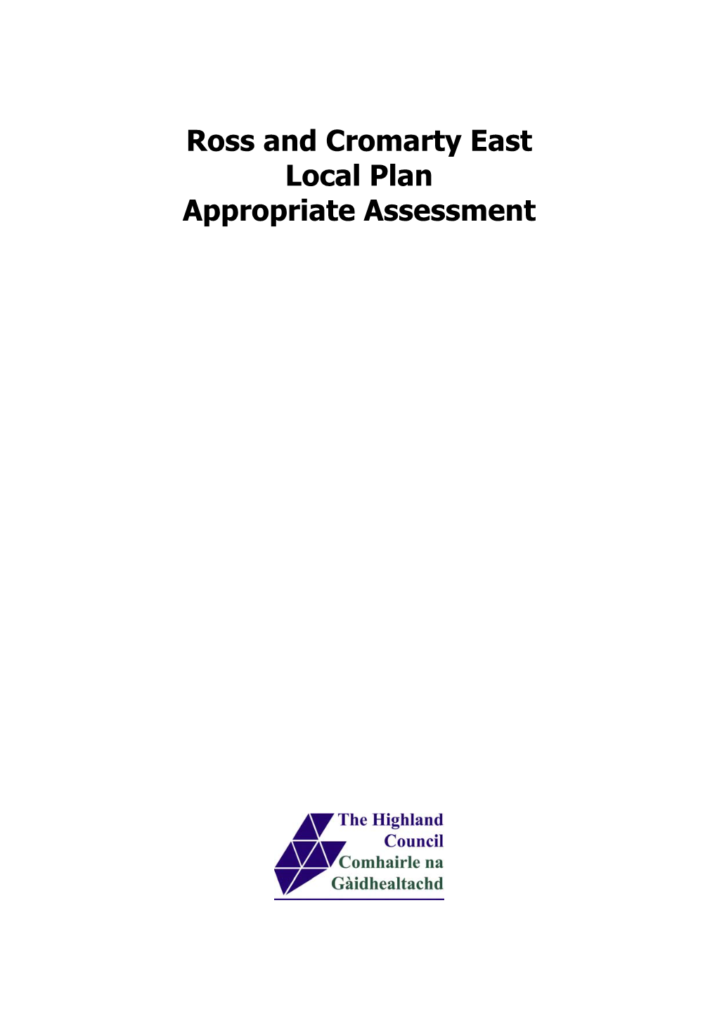 Ross and Cromarty East Local Plan Appropriate Assessment Introduction