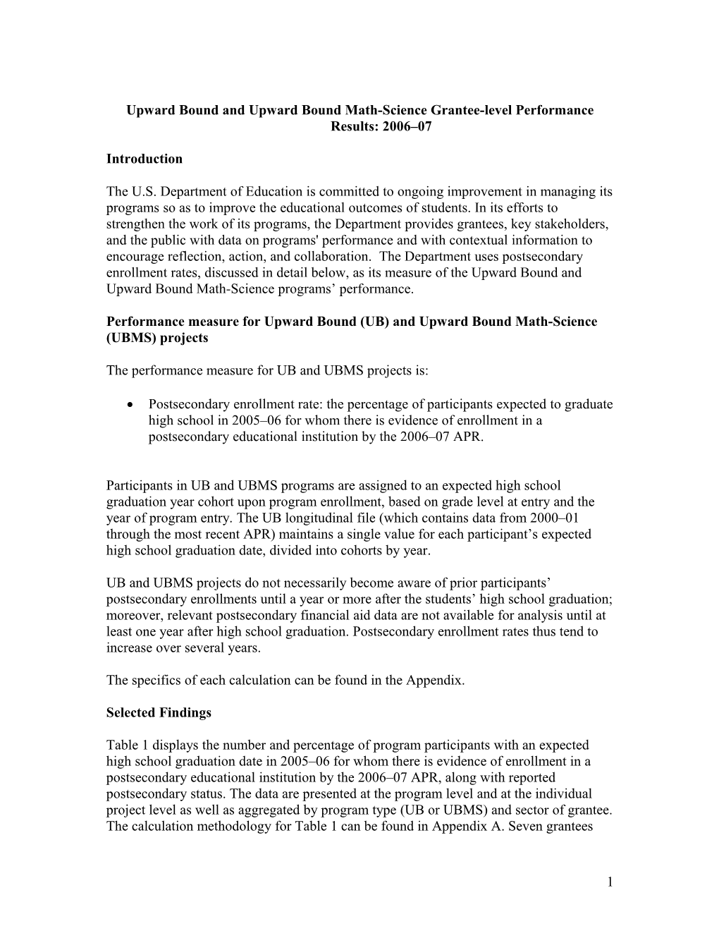 Upward Bound and Upward Bound Math Science - Grantee-Level Data - Narrative (MS Word)