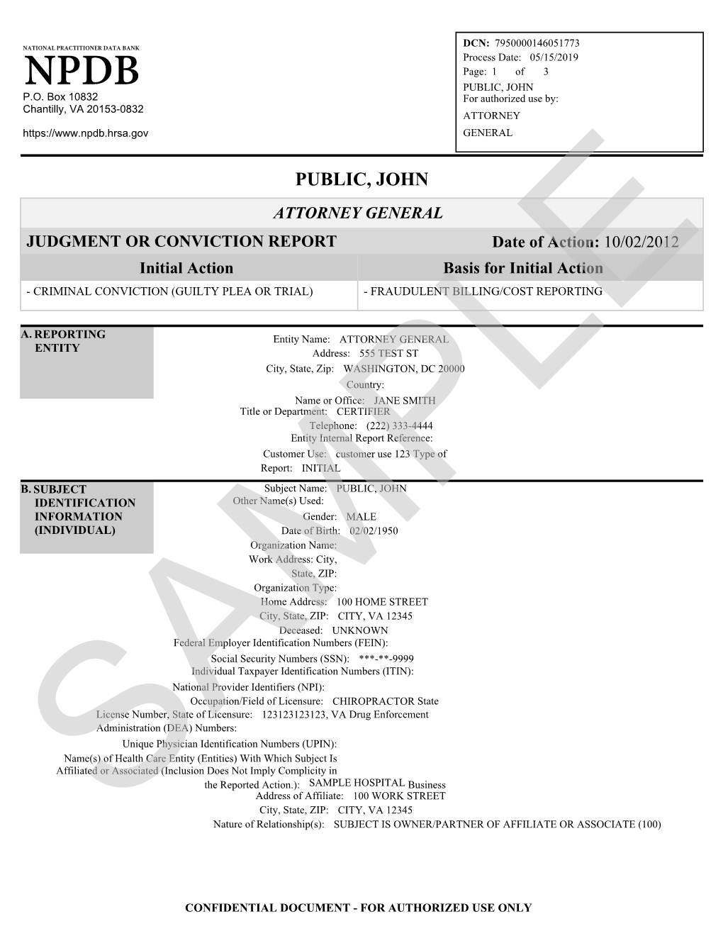 Judgment Or Conviction Report