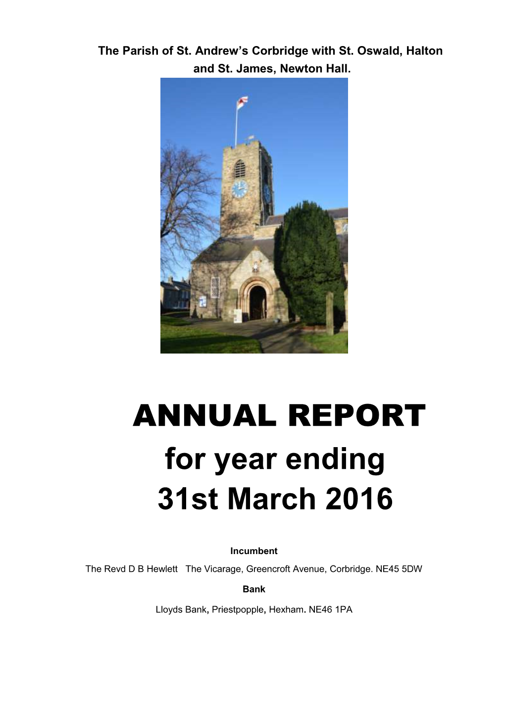 ANNUAL REPORT for Year Ending 31St March 2016