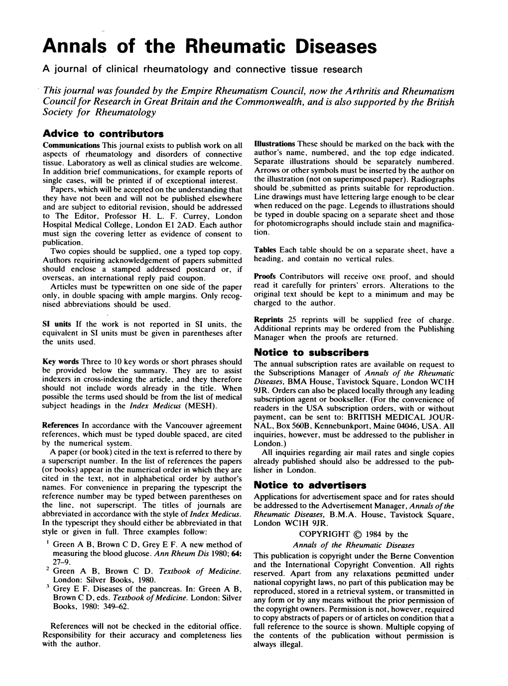 Annals of the Rheumatic Diseases a Journal of Clinical Rheumatology and Connective Tissue Research