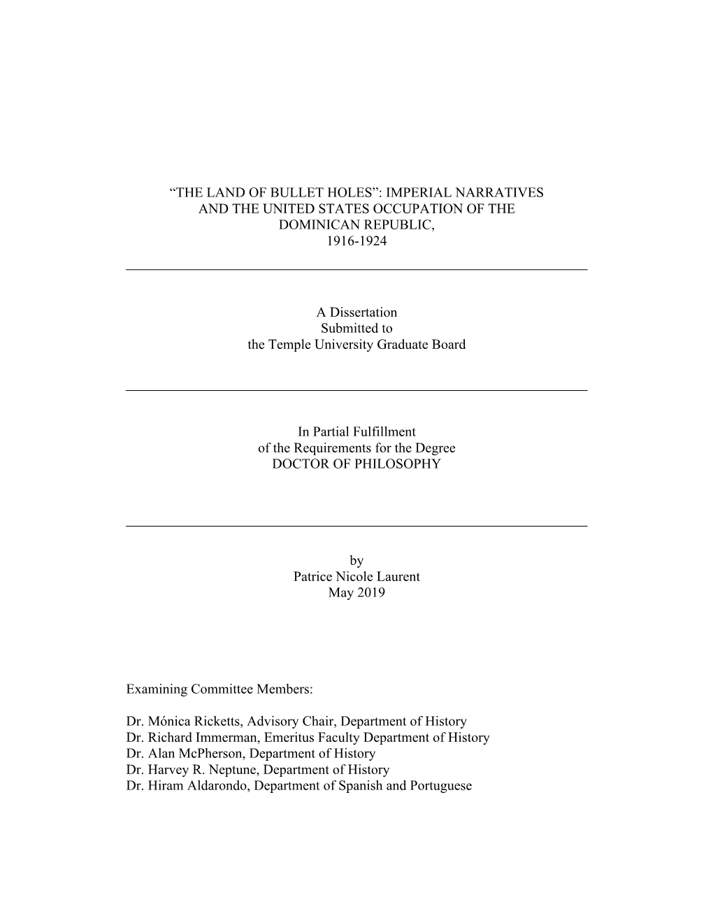 Imperial Narratives and the United States Occupation of the Dominican Republic, 1916-1924