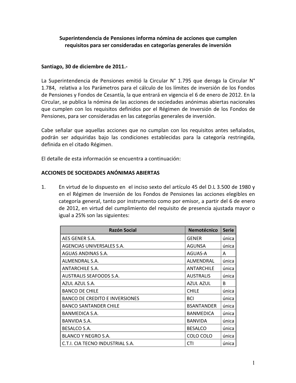 Acciones De Sociedades Anónimas Abiertas