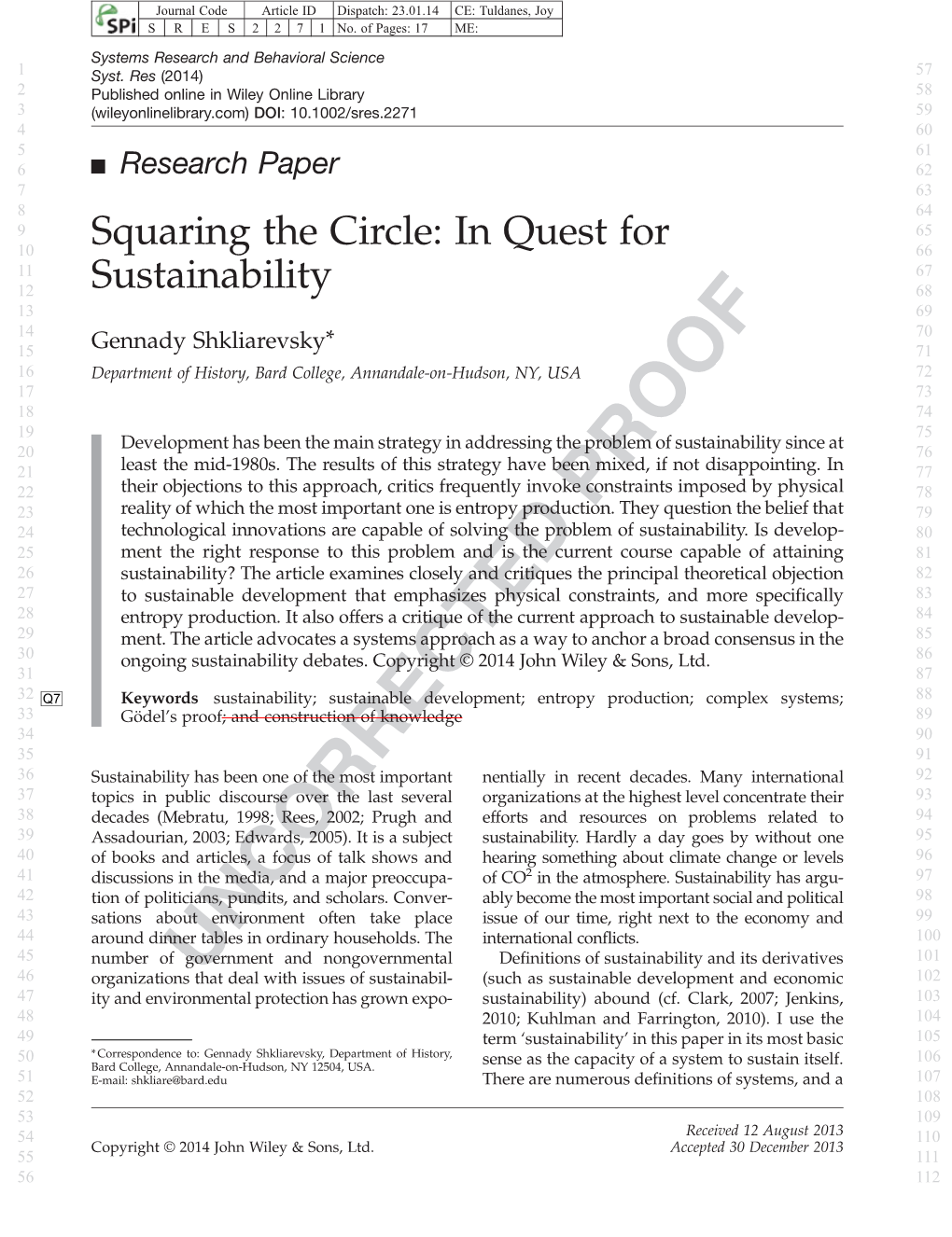 Squaring the Circle: in Quest for Sustainability