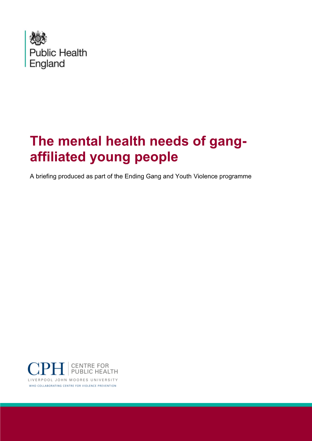 The Mental Health Needs of Gang-Affiliated Young People