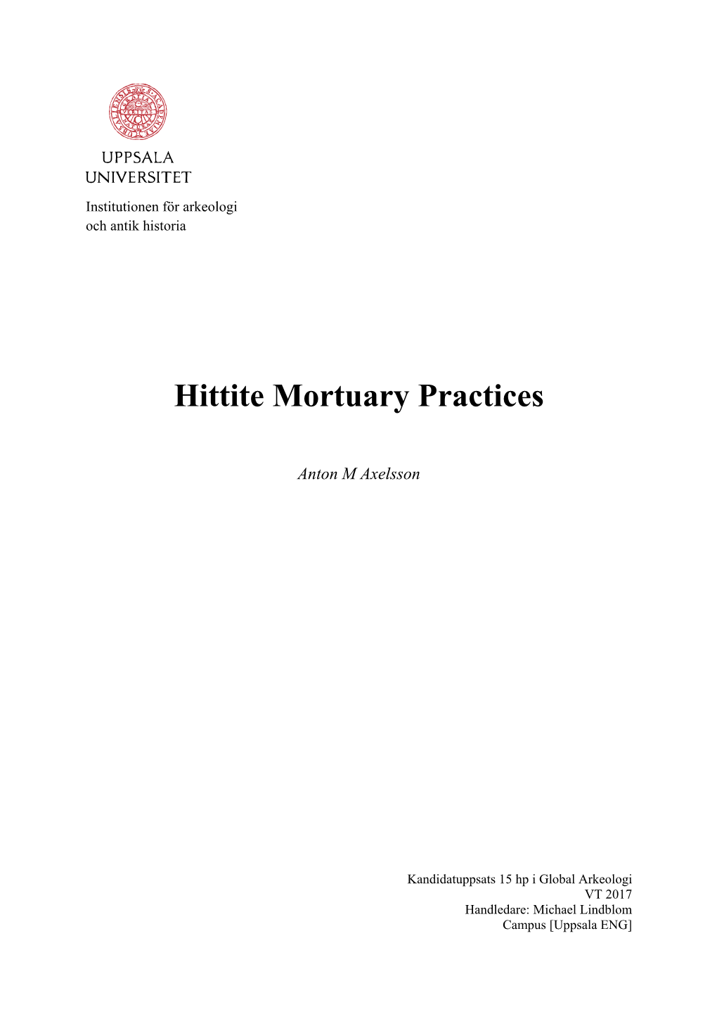 Hittite Mortuary Practices