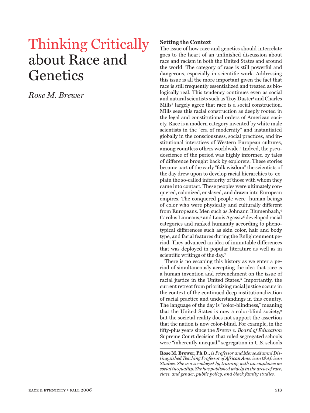 Thinking Critically About Race and Genetics