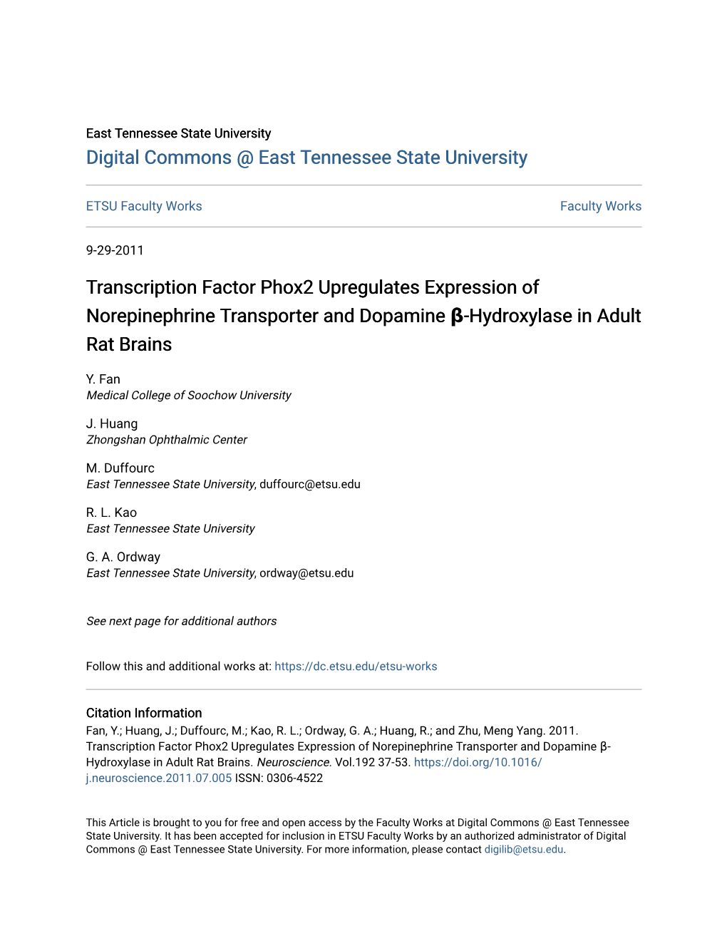 Transcription Factor Phox2 Upregulates Expression of Norepinephrine Transporter and Dopamine Β-Hydroxylase in Adult Rat Brains