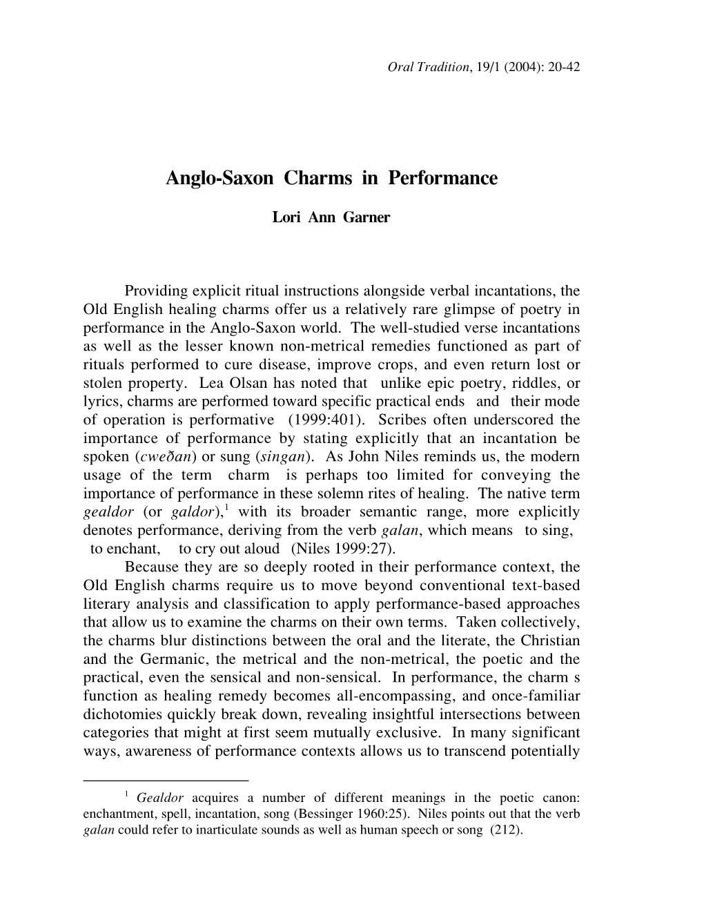 Anglo-Saxon Charms in Performance