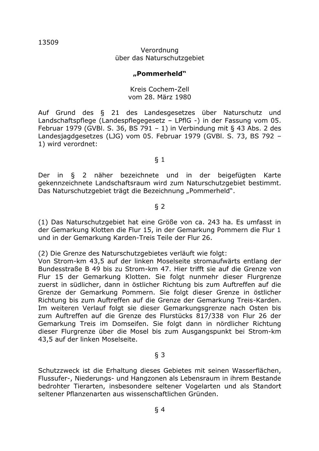 13509 Verordnung Über Das Naturschutzgebiet „Pommerheld“