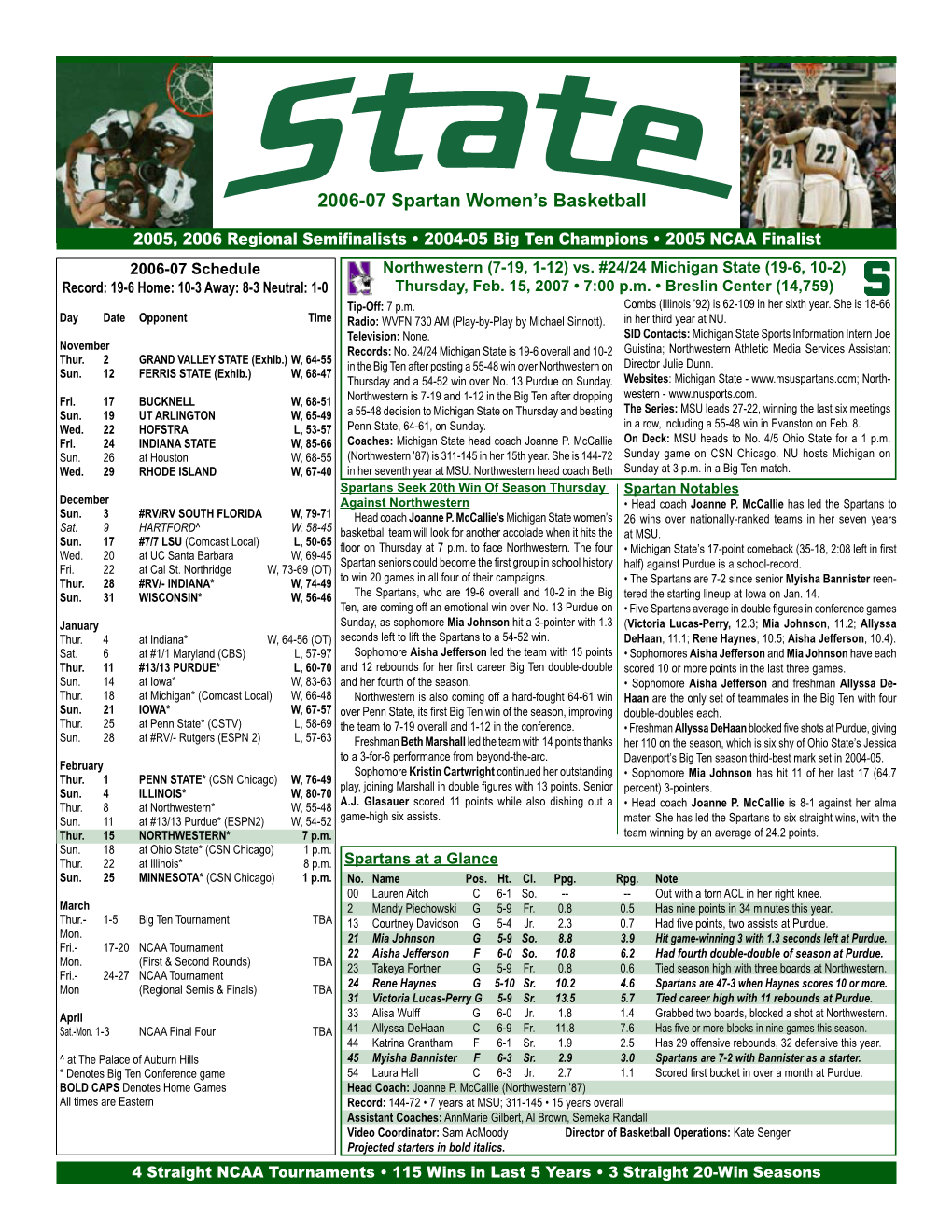 2006-07 Spartan Women's Basketball