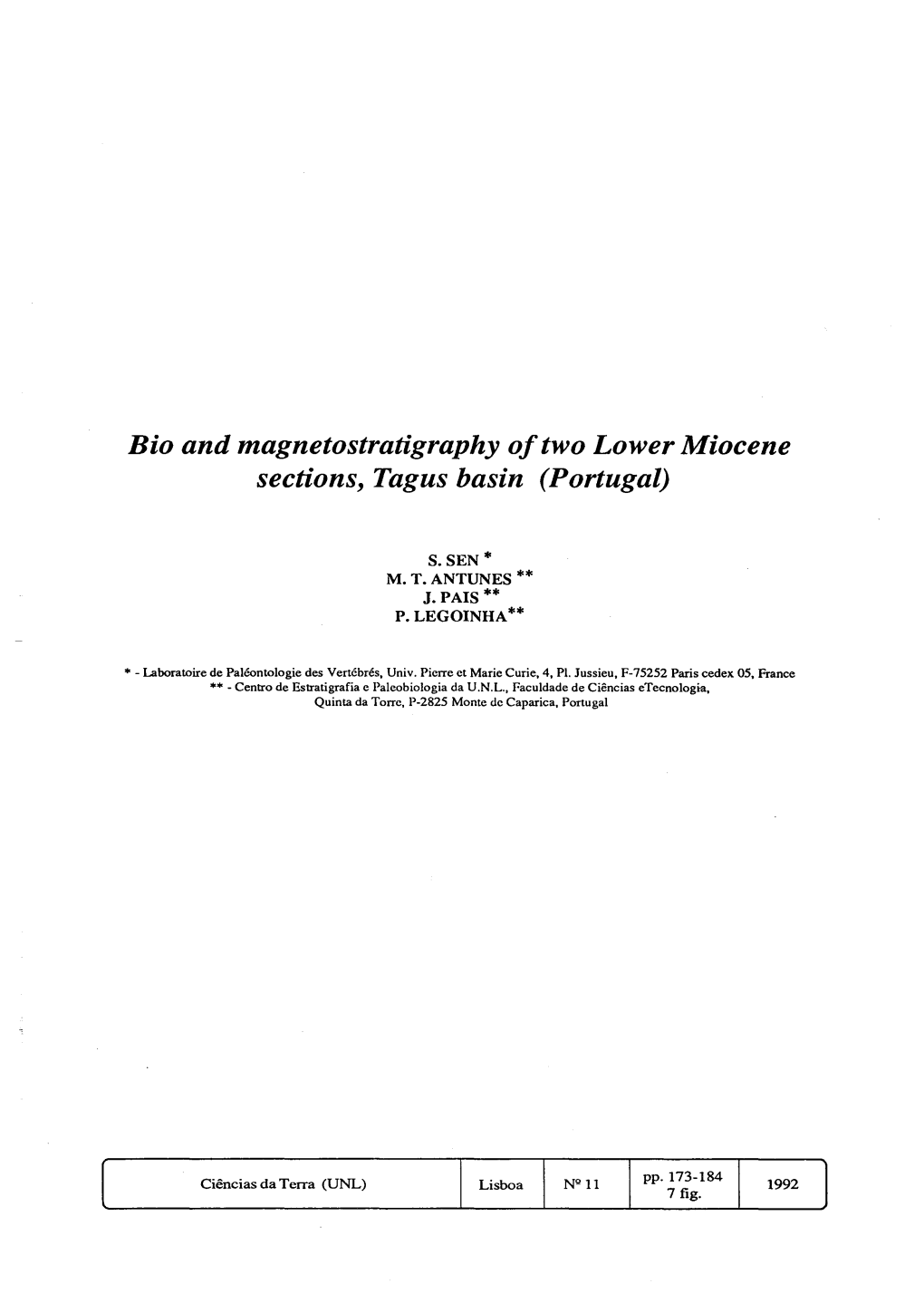 Bio and Magnetostratigraphy Oftwo Lower Miocene Sections, Tagus Basin (Portugal)