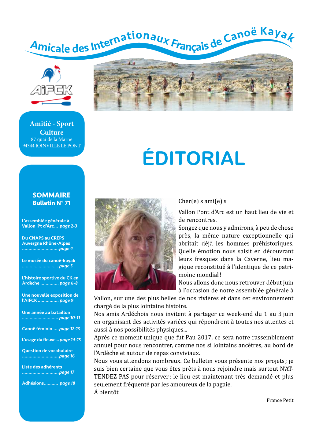 Bulletin AIFCK N° 71 - Avril 2018