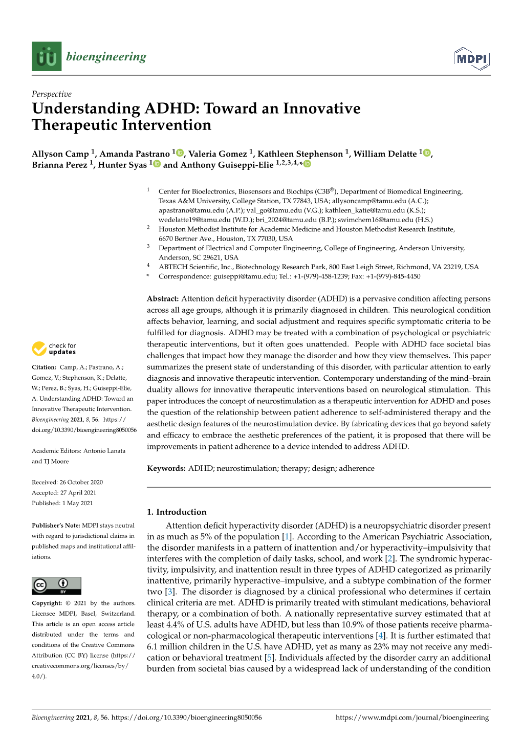 Understanding ADHD: Toward an Innovative Therapeutic Intervention