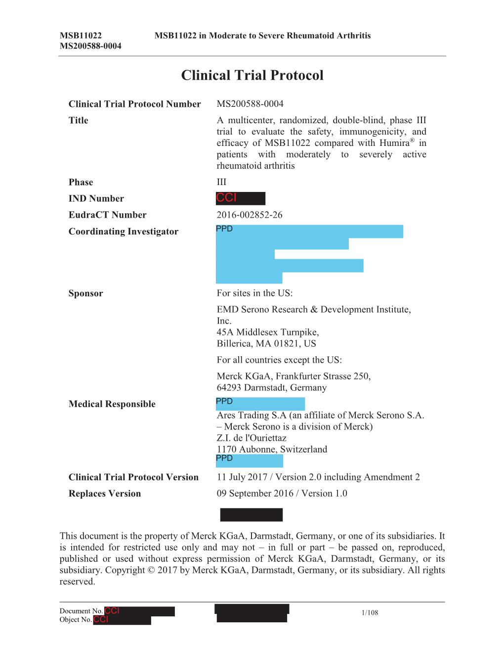 Table of Contents Protocol Table of Contents