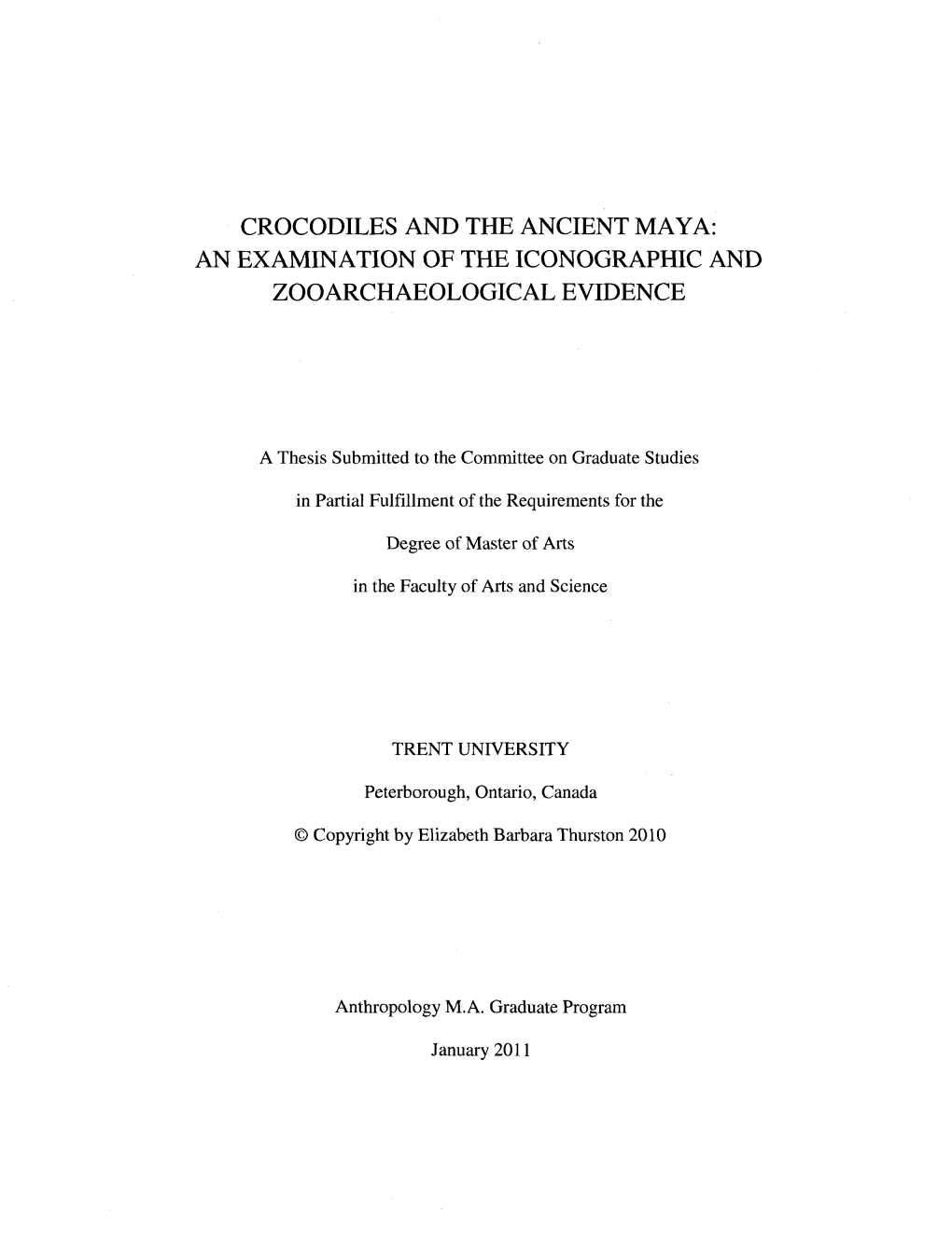 Crocodiles and the Ancient Maya: an Examination of the Iconographic and Zooarchaeological Evidence