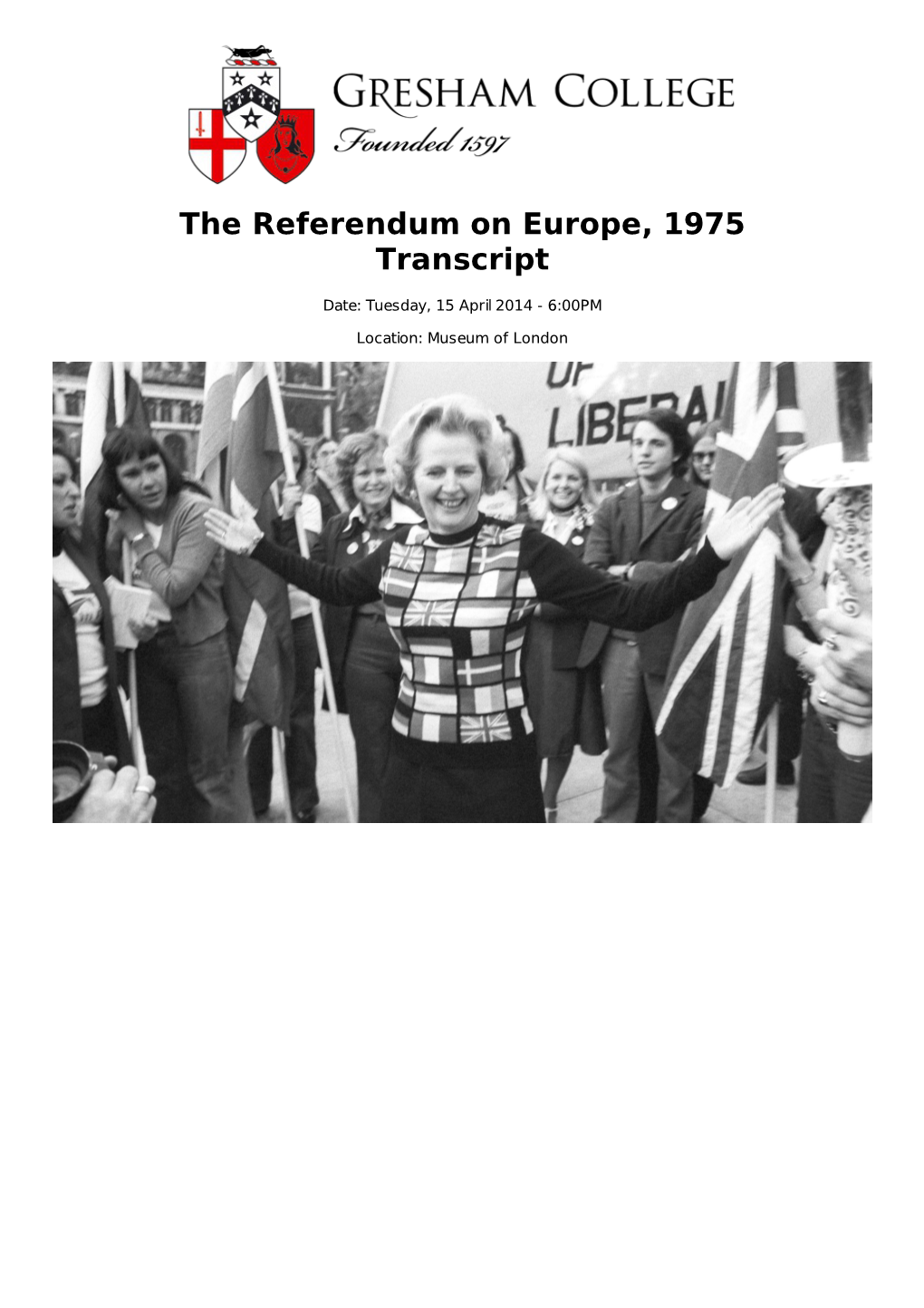 The Referendum on Europe, 1975 Transcript