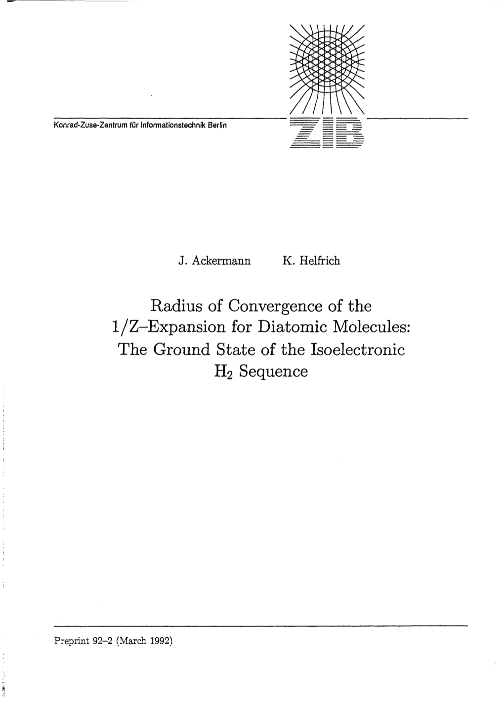 Radius of Convergence of the 1/Z-Expansion for Diatomic Molecules: the Ground State of the Isoelectronic H2 Sequence