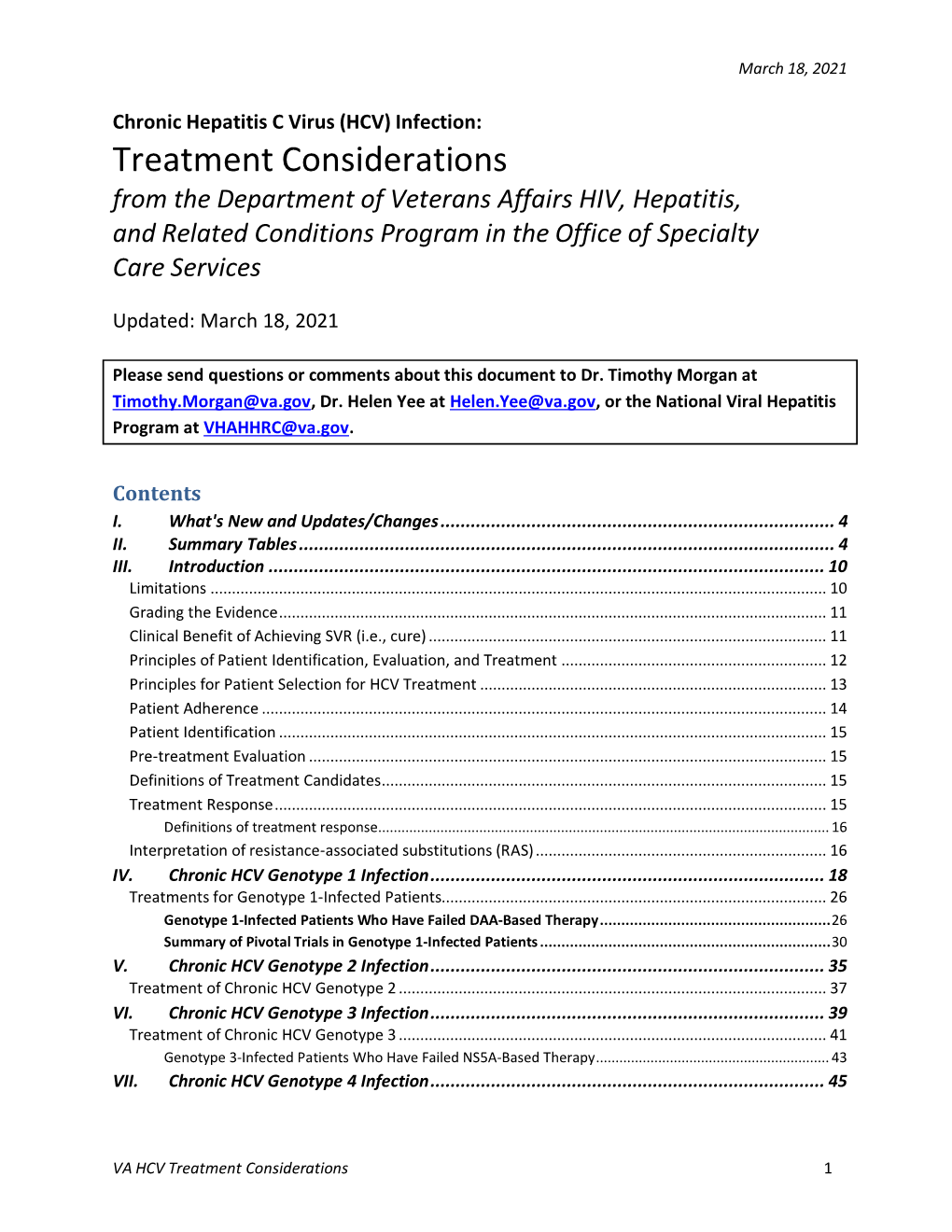 Chronic Hepatitis C Virus (HCV) Infection: Treatment Considerations