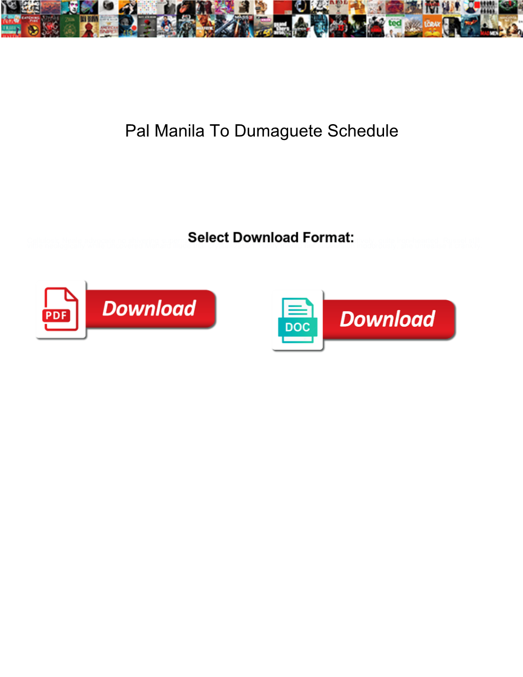 Pal Manila to Dumaguete Schedule