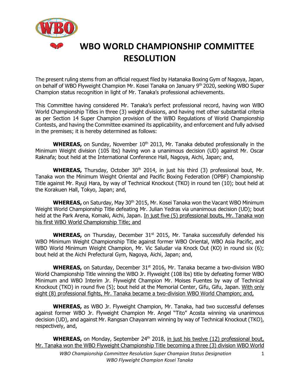 Wbo World Championship Committee Resolution