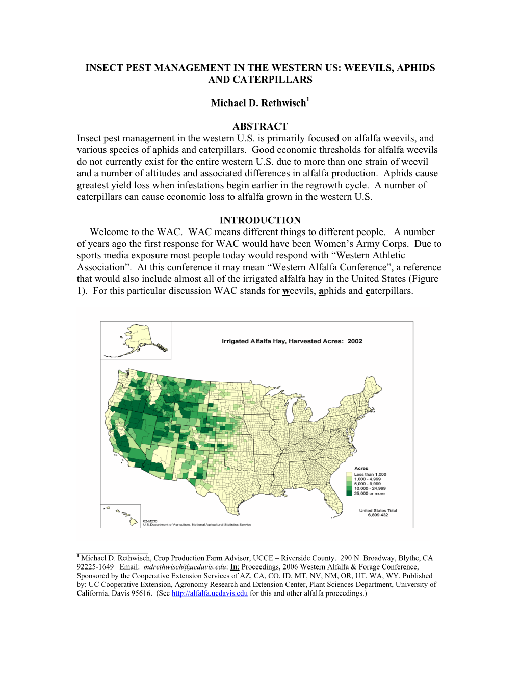 Insect Pest Management in Alfalfa: Weevils, Aphids and Worms