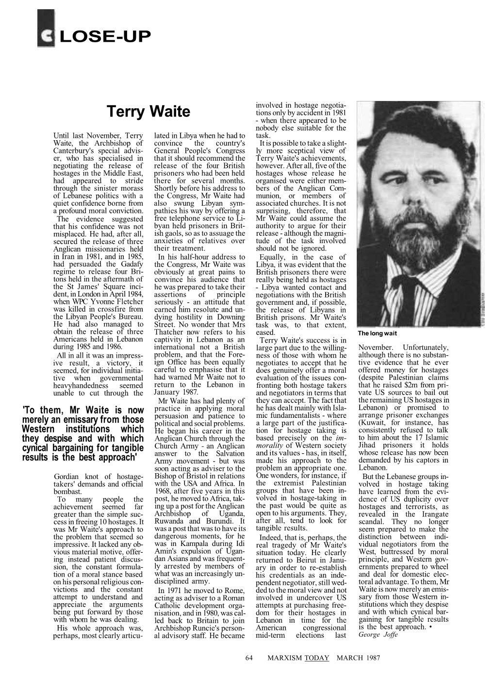LOSE-UP Terry Waite