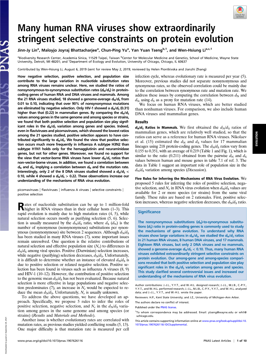 Many Human RNA Viruses Show Extraordinarily Stringent Selective Constraints on Protein Evolution