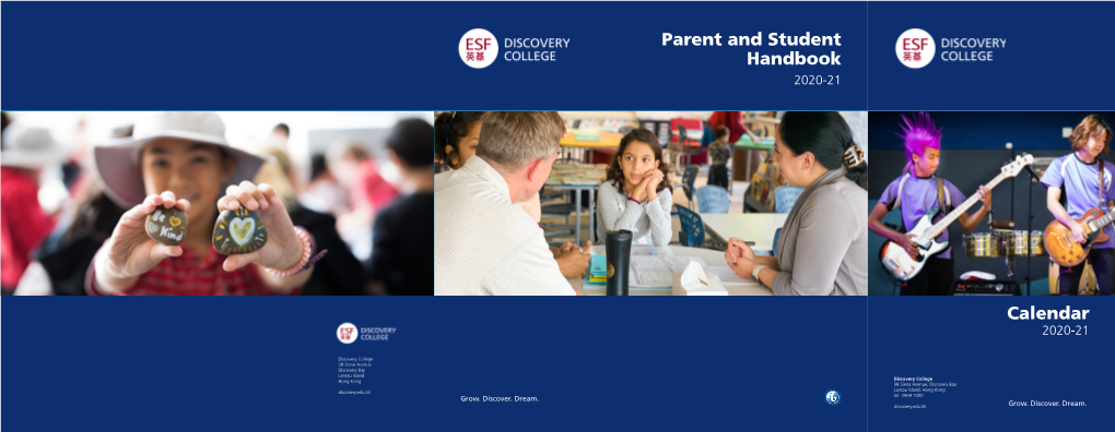 Parent and Student Handbook Calendar