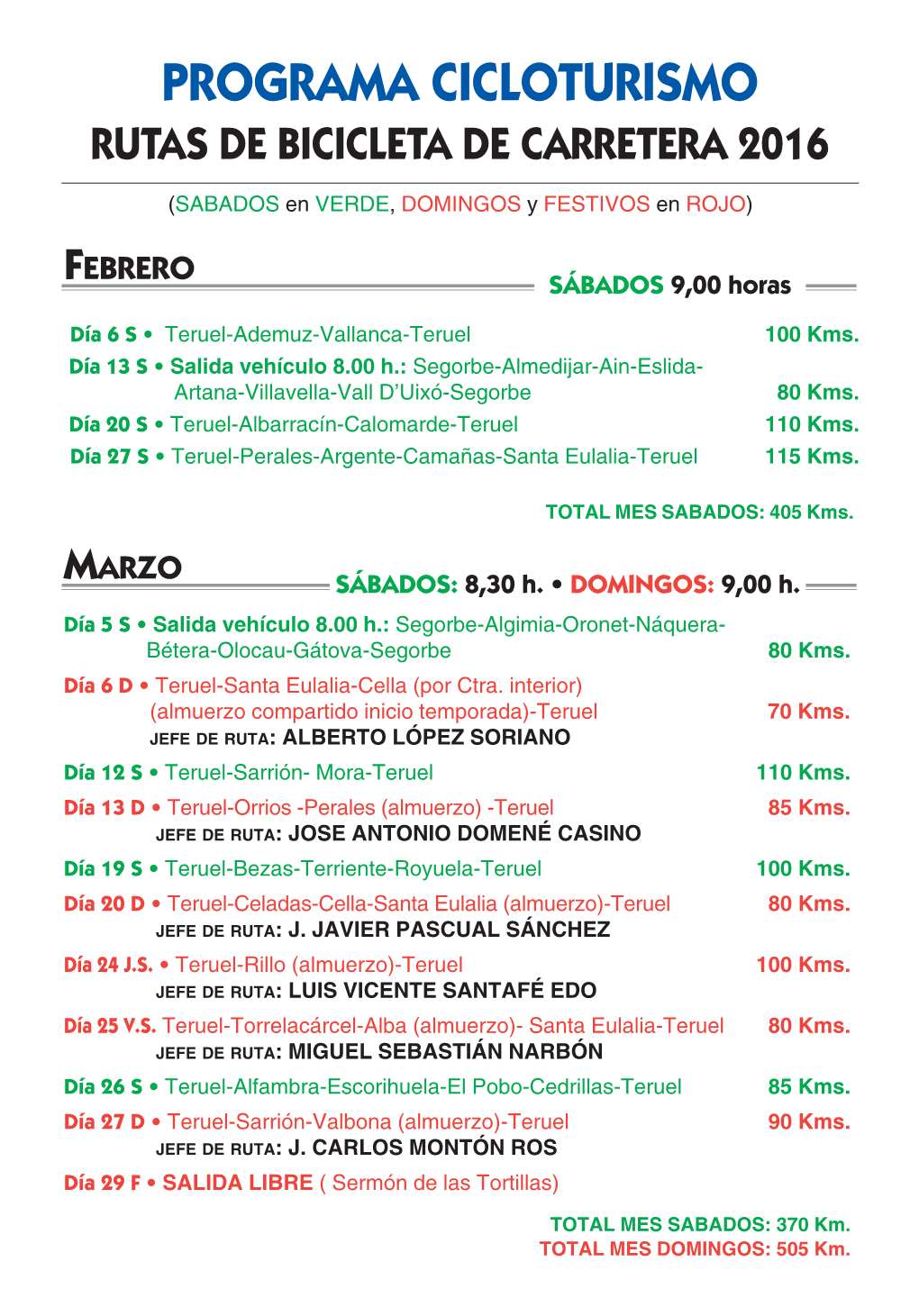 Programa Cicloturismo Rutas De Bicicleta De Carretera 2016