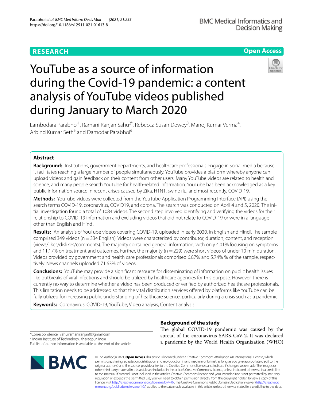Youtube As a Source of Information During the Covid-19 Pandemic