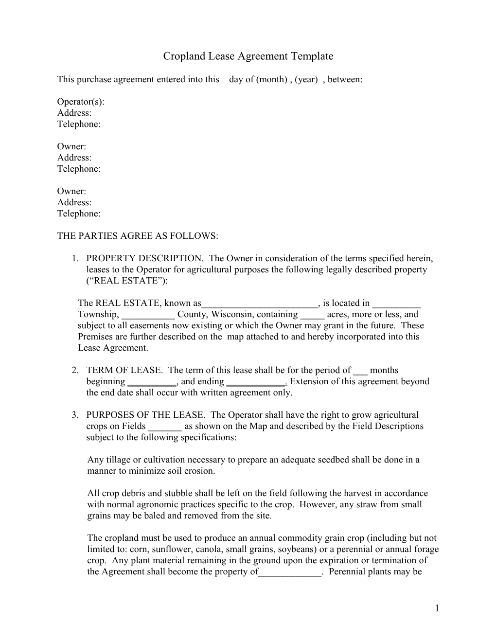 Pasture/Hayland Lease