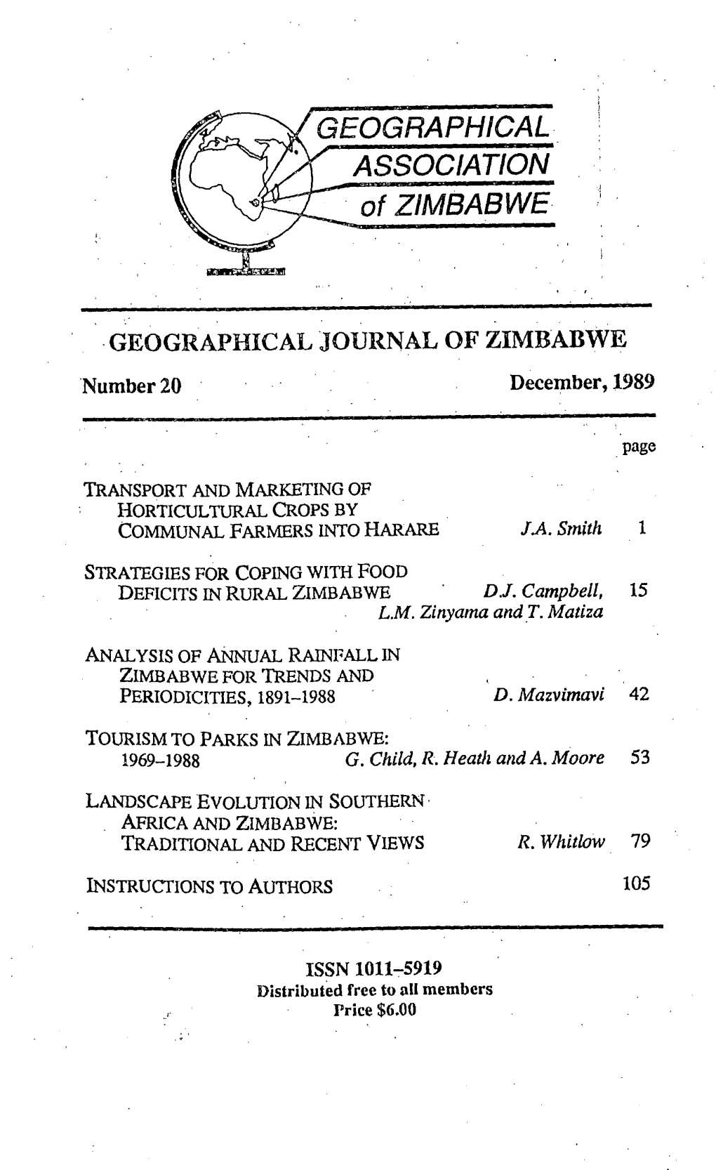 GEOGRAPHICAL ASSOCIATION of ZIMBABWE