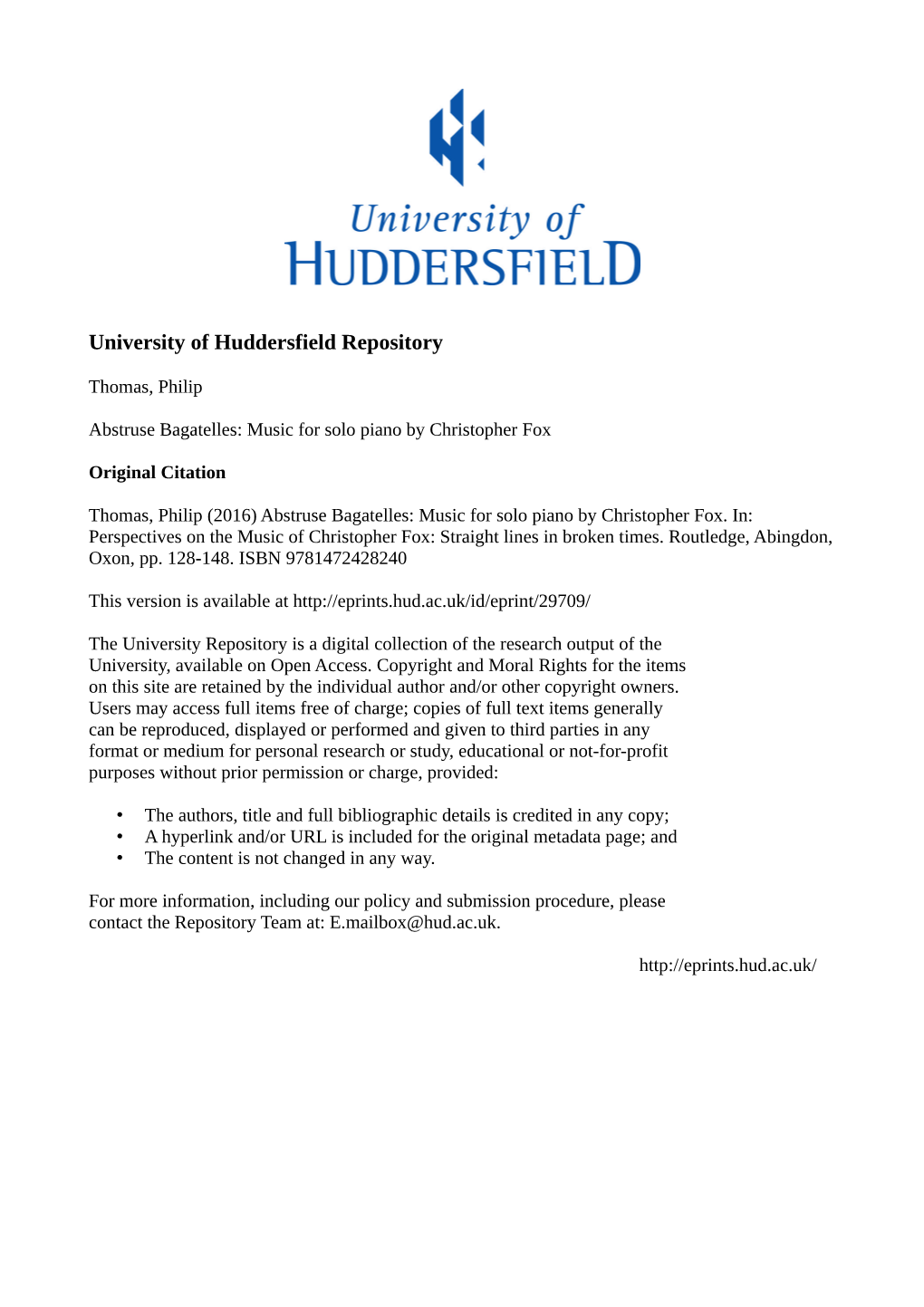 University of Huddersfield Repository