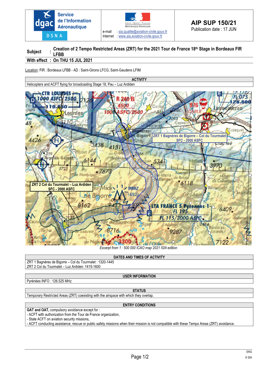 AIP SUP 150/21 Aéronautique