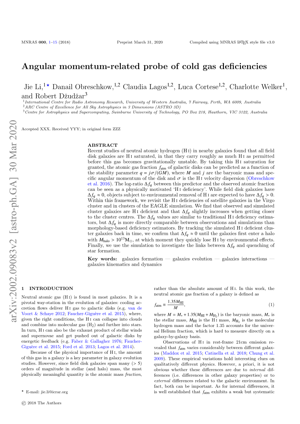 Angular Momentum-Related Probe of Cold Gas Deficiencies