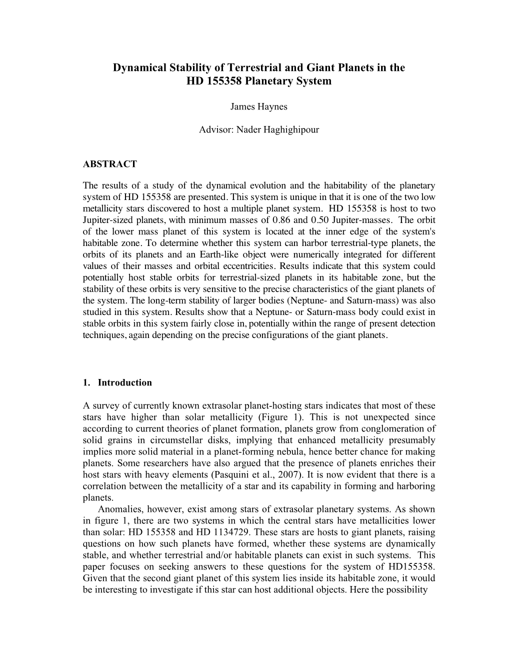 Dynamical Stability of Terrestrial and Giant Planets in the HD 155358 Planetary System