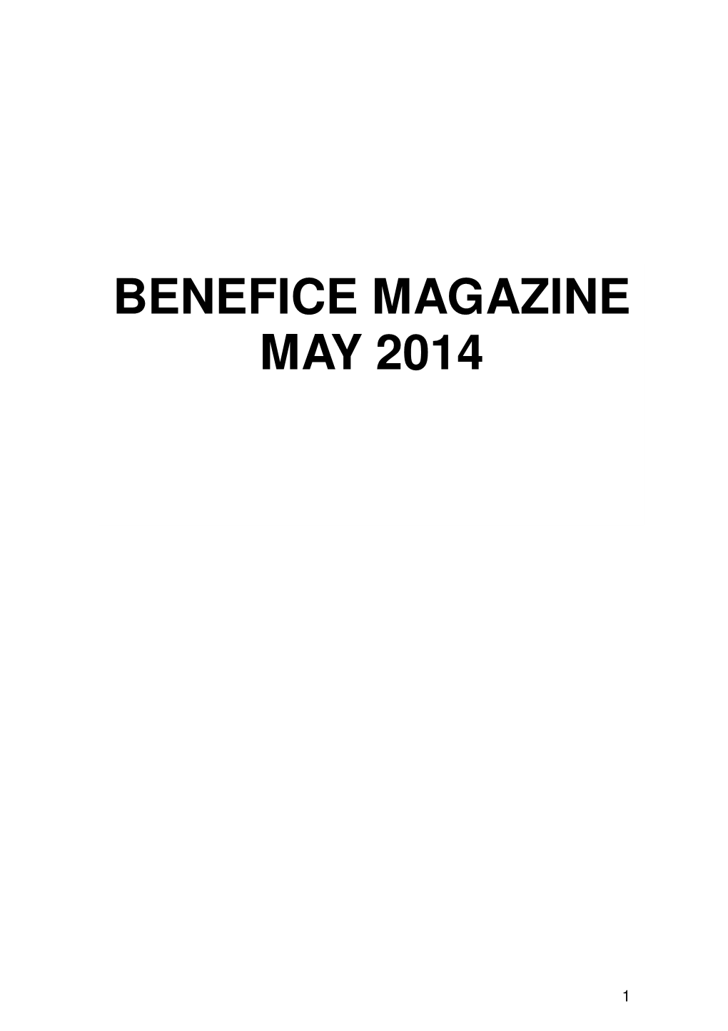 Benefice Magazine May 2014