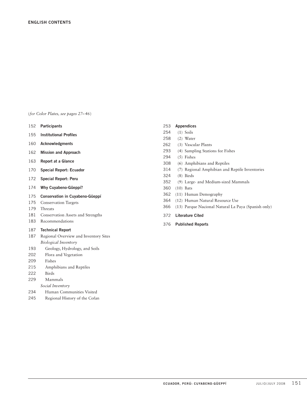 (For Color Plates, See Pages 27– 46) 152 Participants 155 Institutional