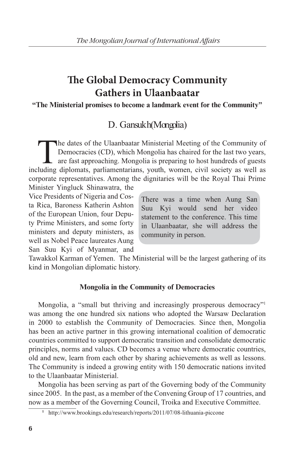 The Global Democracy Community Gathers in Ulaanbaatar “The Ministerial Promises to Become a Landmark Event for the Community”