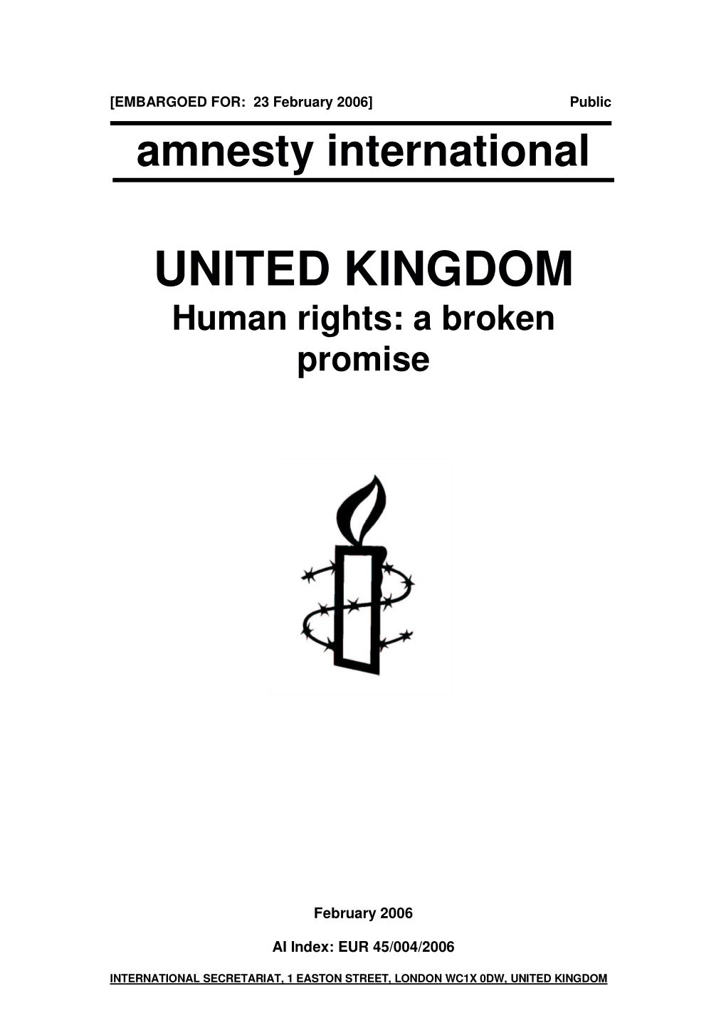 United Kingdom – Human Rights: a Broken Promise